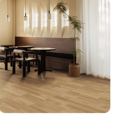 Baldosa porcelánica de imitación madera marrón de 600x1200mm, grado AAA