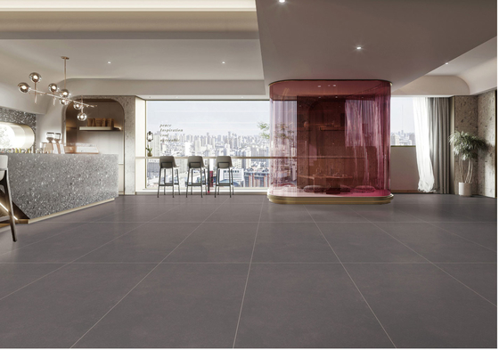 Tejas de oficina gris oscuro y Matt 120x60cm Pared interior ISO9001 Tejas de porcelana suave de vidrio
