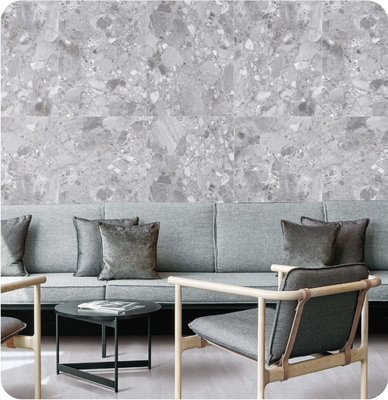 Grisa 750x1500mm azulejos de la pared exterior y el suelo interior impresionante terrazo cara de bebé azulejos de porcelana vidriada para el edificio y el restaurante
