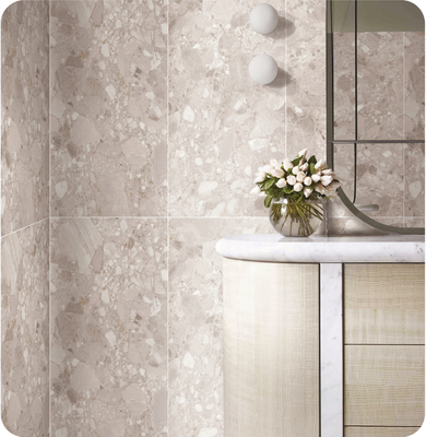 Impermeable 1200x600mm En el interior del suelo de azulejos de terrazo y beige SGS azulejos de porcelana suave para ducha y baño