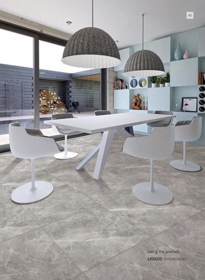 Pared exterior de aspecto de mármol 600x600mm Tejas de porcelana de cuerpo completo y tejas decorativas gris oscuro para comedor y hotel
