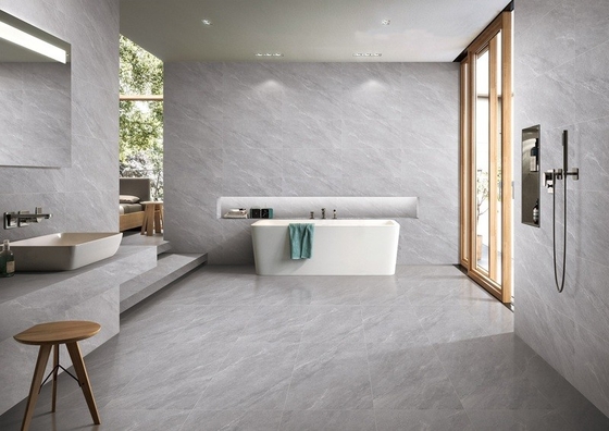 Pared interior resistente al desgaste azulejos cerámicos suaves de vidrio gris 400x800mm para decoración y ducha