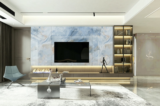 900x1800x9mm resistente a la humedad interior del suelo azules blancos glaseados porcelana pulida azulejos para la decoración