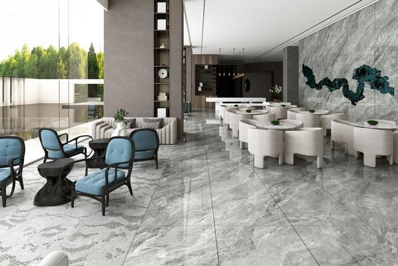 Marmol gris se ve porcelana glaseada pulida y 900x1800x9mm azulejos de suelo interior para la cocina y el salón
