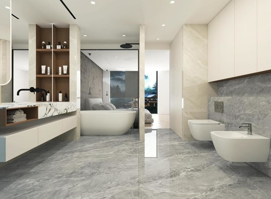 Grisa azulejos duraderos Marmol look interior suelo de porcelana acristalado azulejos pulidos para el restaurante 900x1800x9mm Eco-amigable