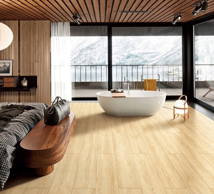 Tejas de suelo de ladrillo de fuego para el dormitorio y amarillo 250x1500mm tiras de porcelana de madera duradera para la oficina