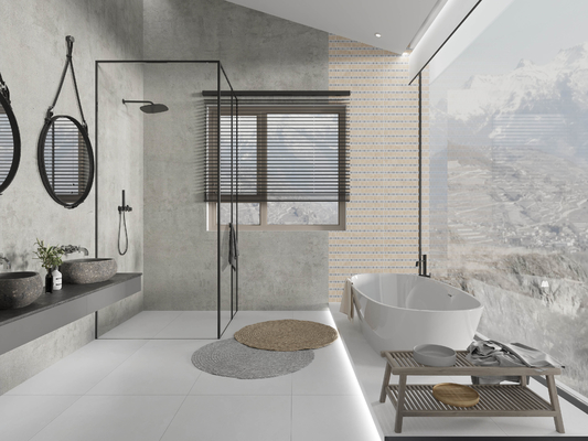 Amarillo y gris 60x120cm Mat porcelana vidriada azulejos de piso para la decoración del dormitorio
