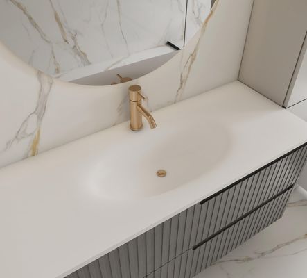 Lavabo de piedra sinterizada blanco Hot Bend 550x830mm