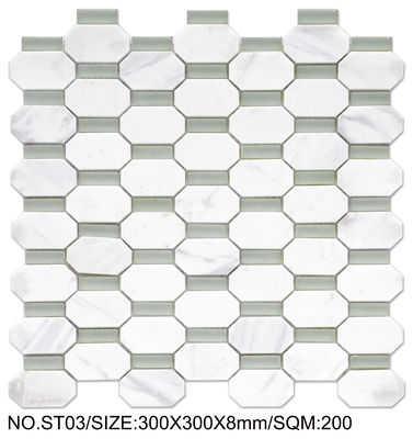 Mosaico de piedra natural Firebrick White 300x300mm para reconstrucción y piscina