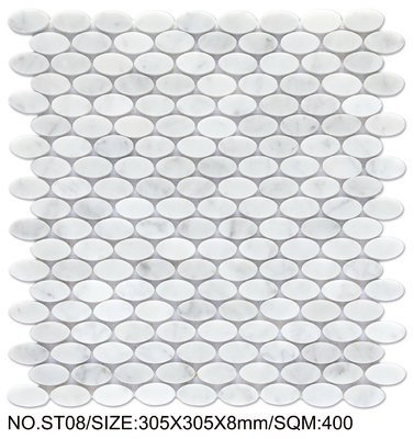 Mosaico de piedra natural de ladrillo refractario blanco y verde claro de 305x305mm para comedor y oficina