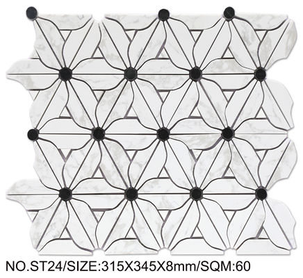 Mosaico de Piedra Natural Flor Elegante 315x345mm para Comedor y Renovación