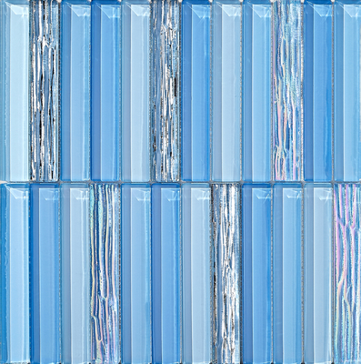 Mosaicos de vidrio azul decorativos de 300x300mm para hoteles y proyectos, resistentes al desgaste