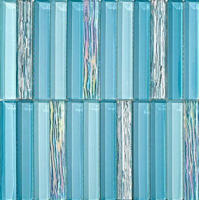 Mosaicos de vidrio azul de ladrillo de fuego de 300x300 mm para hoteles y salones resistentes a las manchas