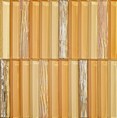 Mosáicos de vidrio de pared amarillo de 300x300 mm resistentes a los arañazos y impermeables para baño y oficina