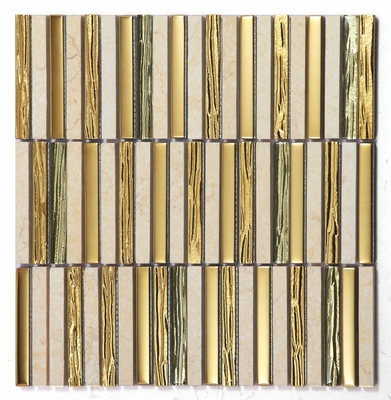 Mosaicos de piedra natural amarillos 282x294mm resistentes a ácidos y antibacterianos para oficina y baño