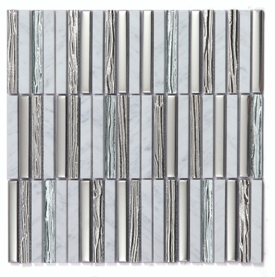 Mosaicos de piedra natural resistentes a los arañazos e impermeables para baño y hotel, pared interior 282x294mm, color gris