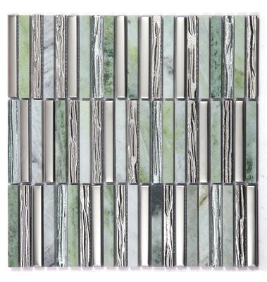 Mosaicos de piedra natural para pared interior, elegantes, de 282x294mm, verdes, para dormitorio y piscina