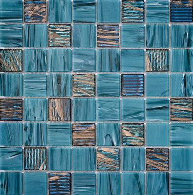 Resistencia al desgaste azul 304x304mm Pared interior de vidrio Mosaicos de piscina para sala de estar y proyecto