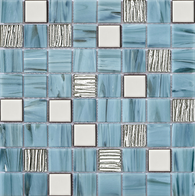Antiderrapante Azul 304x304mm Pared interior de vidrio Mosaicos de piscina para dormitorio y comedor