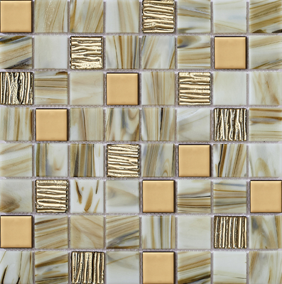 Mosaicos de vidrio para paredes interiores de 304x304mm de grado amarillo AAA y ecológicos para decoración creativa y hotel