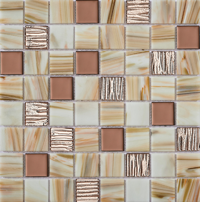 Mosaicos de vidrio para pared interior y piscina de 304x304mm, color ladrillo refractario y antideslizante, para construcción