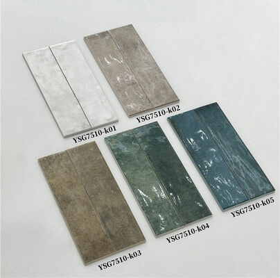 Resistente a los arañazos Beige 75x300mm Paredes de cerámica para balcones interiores brillantes