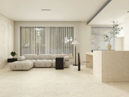 Resistente a los arañazos y elegante Terrazzo 600x1200mm azulejos de porcelana de color beige con superficie de suelo de piso para el salón y el dormitorio