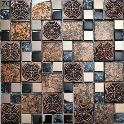 Wear-resistant and Firebrick Luxury Glass and Metal Wall Swimming Pool Mosaics For Renovation and Project