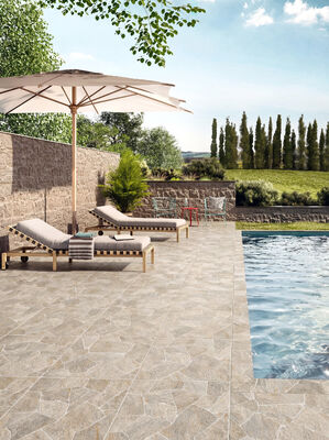Ladrillo refractario ignífugo antideslizante resistente al desgaste de grado AAA a prueba de humedad impermeable estilo piedra beige de 598x598 mm de espesor 12 mm para azulejos de cerámica para exteriores y paredes para decoración