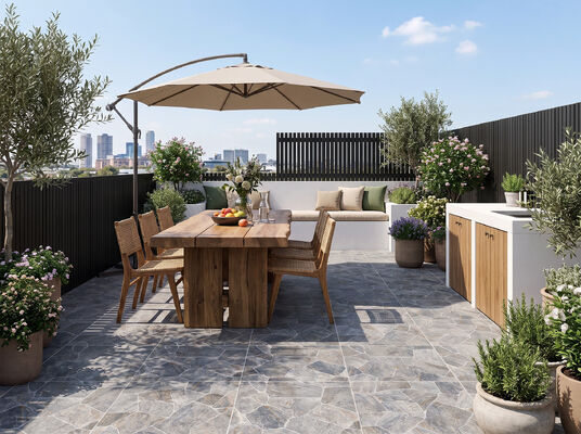 Ladrillo ignífugo duradero antideslizante resistente al desgaste a prueba de humedad impermeable estilo piedra gris 598x598mm Grosor 12mm Baldosas cerámicas para suelo y pared de patio exterior para hotel
