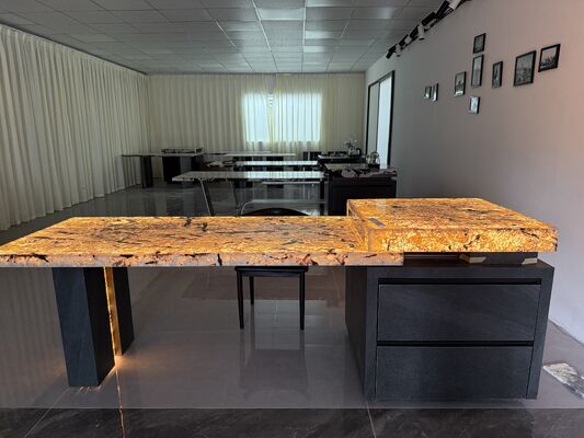 Decorative Anti-slip Moisture-proof Waterproof Durable Elegant Firebrick Luxury Stone Countertop Polished Marble Slabs Island Table for Dining Room