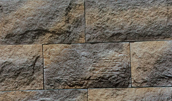 pared beige handcrafted 14m m del cemento de la seta de Gray Orange Cultured Stone Brick