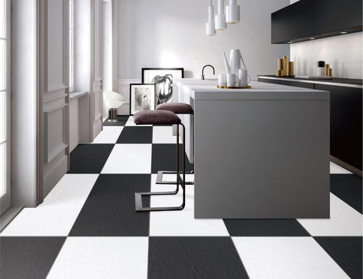 La porcelana llena del cuerpo de PRIMERA 9.5m m teja a Matt Rough Black White Floor 600x600m m