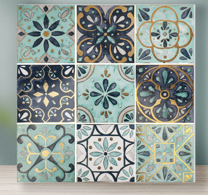 Línea de plata de oro los 20x20cm de PRIMERA 8.2m m Crystal Polished Tile Decorative Green