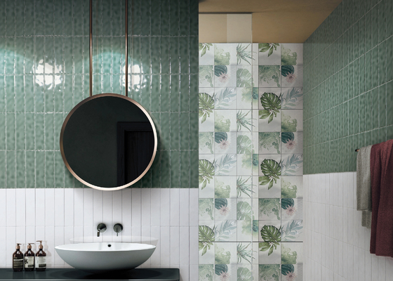 Harringbone dentro de la pared teja 50x200m m Grey Tiles Bathroom